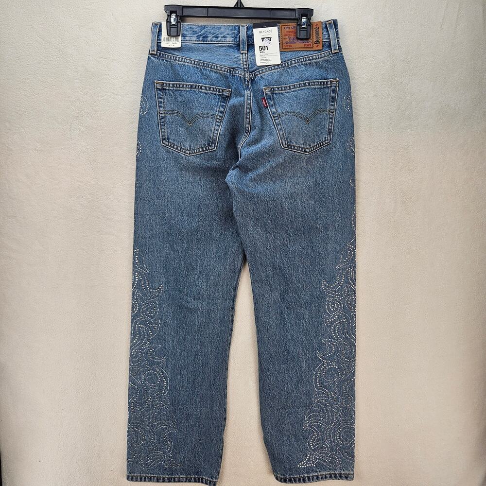 LEVI'S 501 X BEYONCE 90S STRAIGHT JEANS 28X30 WESTERN CRYSTAL NWT $150 - Picture 6 of 7